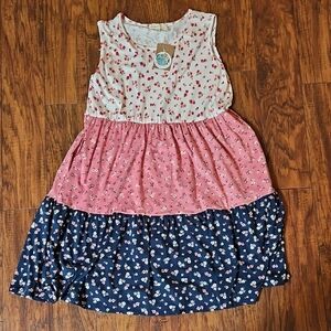 Floral Pink and Blue Kids Dress